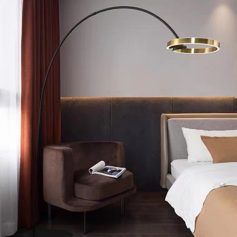 Nordic Fishing Circle Bedside Sofa Modern Gold led Bedroom Floor Lamp