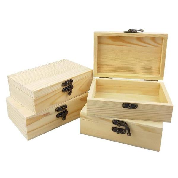 Buy cheap FSC Unfinished Hinge Lidded Wooden Box Pine Wood Gift Box For Crafts from wholesalers