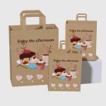 Custom Logo European Style Tote Gift Paper Bag With Handle Paper Food Shopping