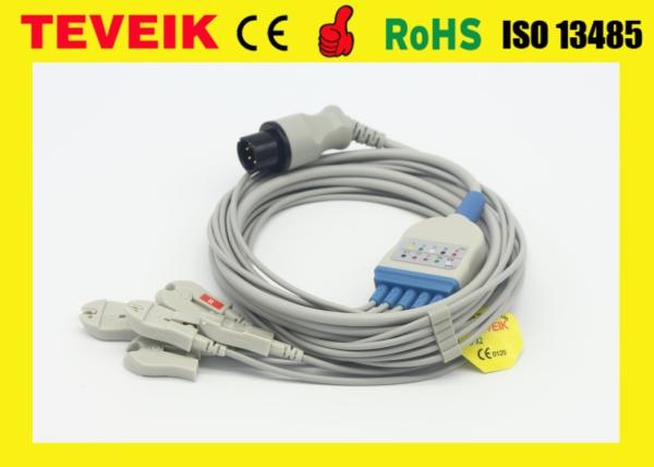 Teveik Factory Reusable Mindray Round 6pin 5 Leads TPU ECG Cable For Patient