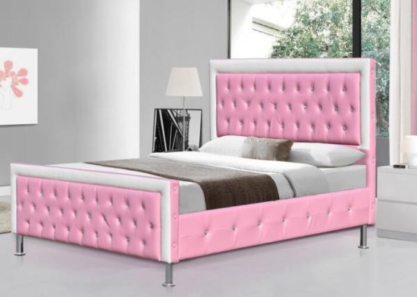 Buy cheap SF883 Pink Children Upholstered Bed Frame Faux Leather Double Size from wholesalers