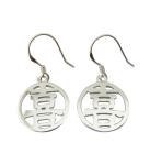 Chinese Happiness Earring 925 CZ Sterling Silver Earrings Delicate Flower Shape