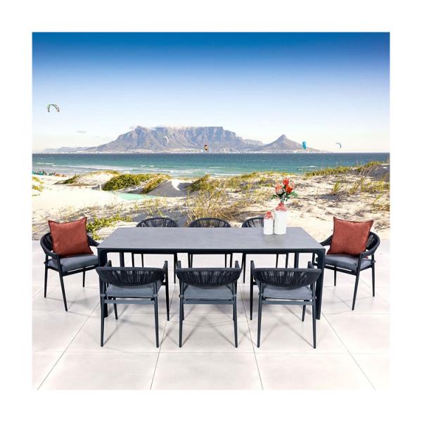 Buy cheap Rope Weave Armchair Dining Chairs for Garden Modern Large Size 8 Seater Outdoor Set from wholesalers