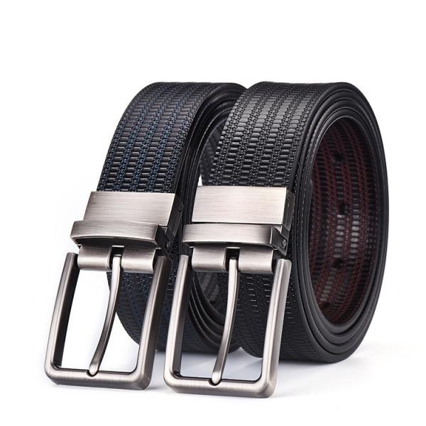 Buy cheap Fashion Quality Black Brown Reversible Men Genuine Embossed Cowhide Leather Dress Belt With Rotating Buckle from wholesalers