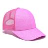 Buy cheap BSCI Adult Trucker Cap 100% Polyester Glitter Front Panels Precurved Bill Pink Trucker Hat from wholesalers