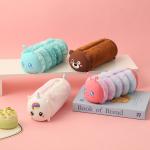 Cartoon Style Cute Plush Doll Pencil Pouch Silicone Tastless Makeup Bag For