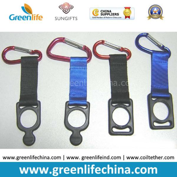 Quality Colorful aluminum high quality carabiner hooks D shape&amp;gourd shape hooks w/black bottle holder for sale