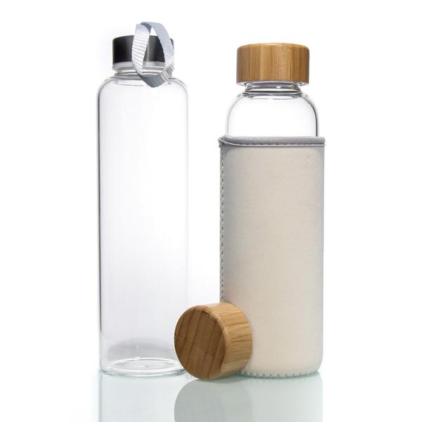 Wholesale 500Ml Transparent High Borosilicate Glass Water Bottle With Stainless