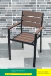 Contemporary Plastic Wood Table Top Metal Aluminum Dining Set for 4 Seats