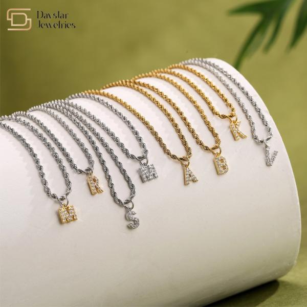 Buy cheap Twisted Chain Stainless Steel Jewelry Initial Letter Alphabet Pendant Necklace from wholesalers