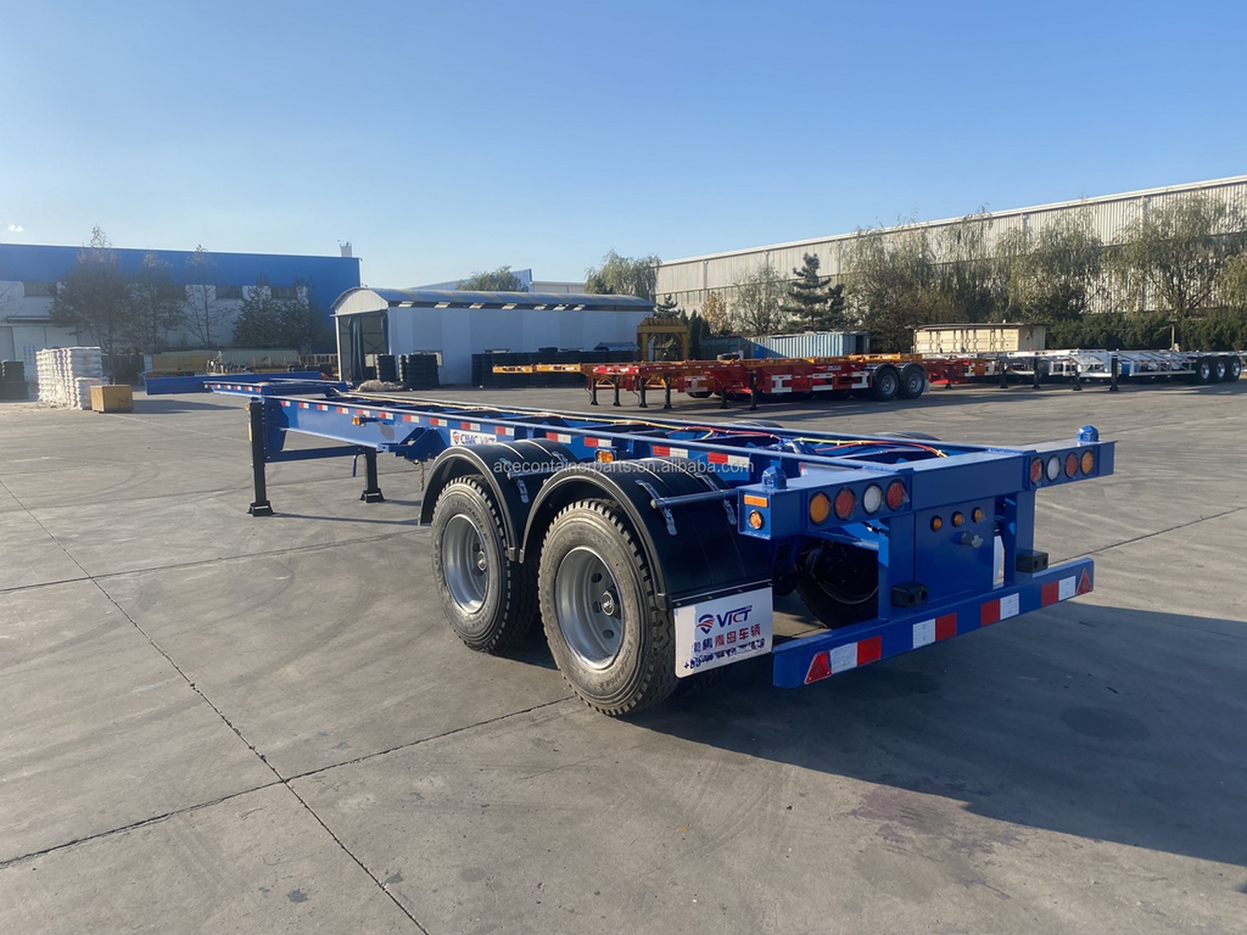 12R22.5 Linglong Tire 2 Axle 40ft 20ft Shipping Chassis with Gooseneck Skeleton Truck Frame Semi Trailer Container