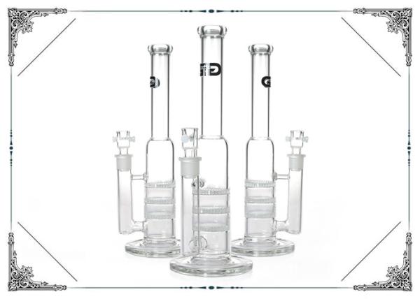Grace Triple Honeycomb Perc Bong 13'' Clear Straight Tube Glass Smoking Water