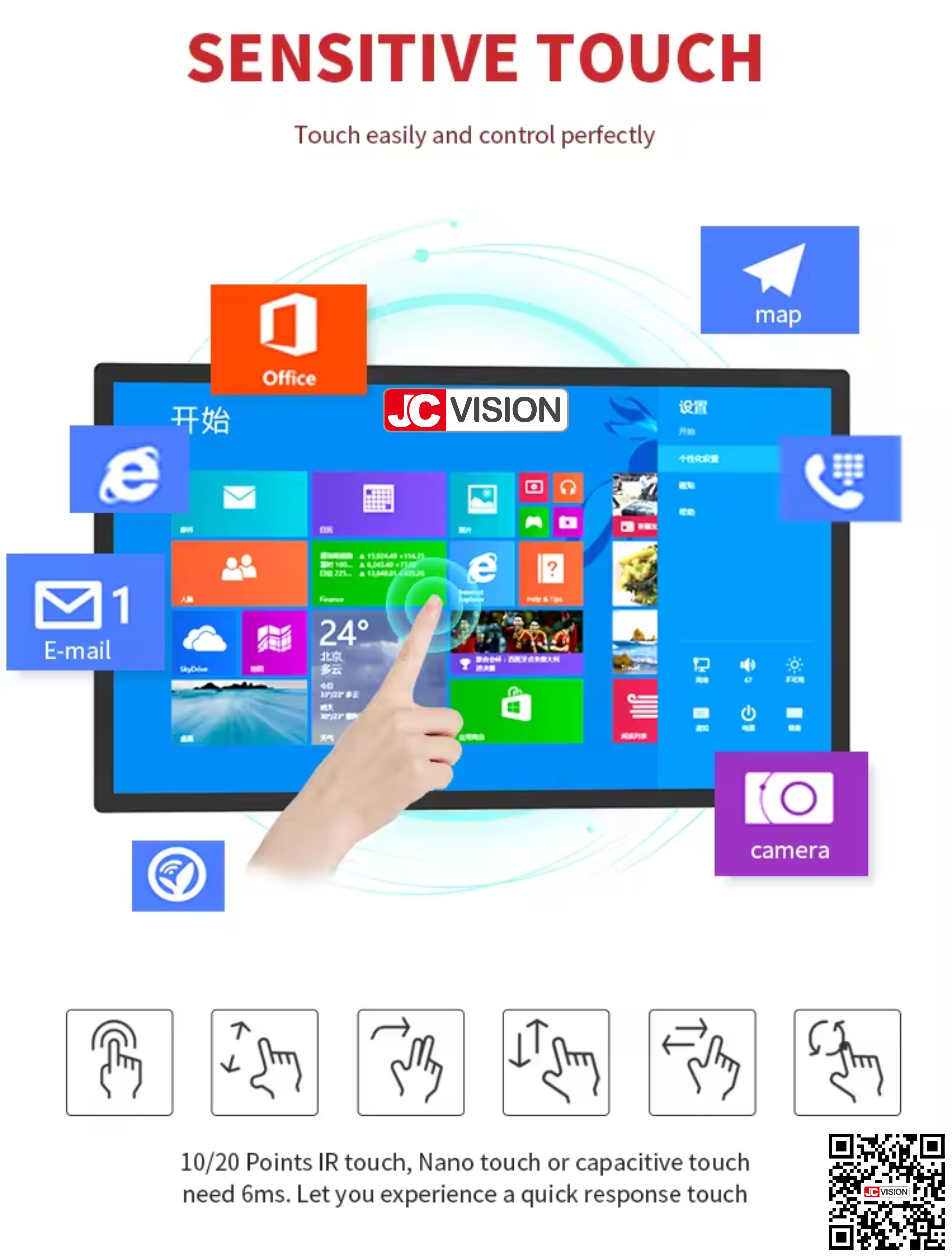 JCvision Space Indoor Digital Signage Displays 1920 x 1080 Full HD Resolution with Cms
