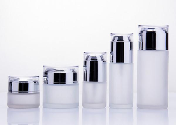Buy cheap Round Cosmetic Glass Bottles / Glass Lotion Bottles With Pump from wholesalers