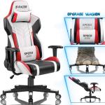 Professional White PU Leather Racing Gaming Chair for Comfortable E-sports
