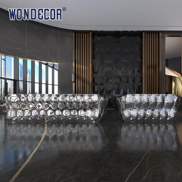 Buy cheap Indoor metal art petal shaped stainless steel reception desk from wholesalers