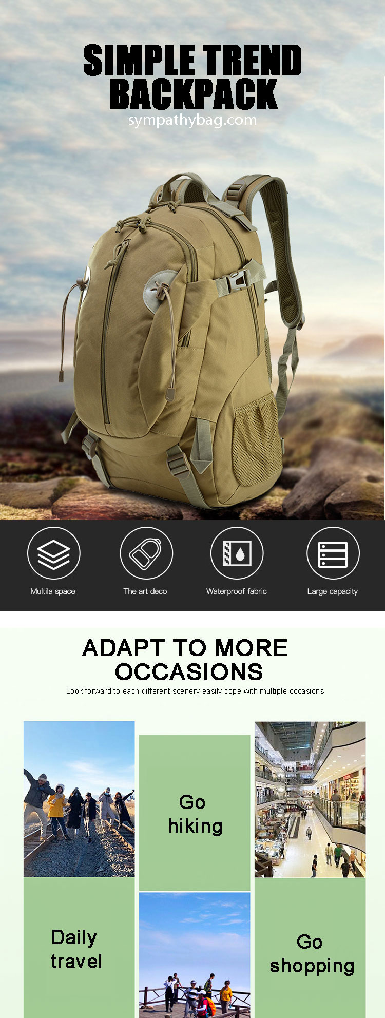 Custom Logo 9 Color Outdoor Men Sport Backpack Waterproof For Camping Hunting