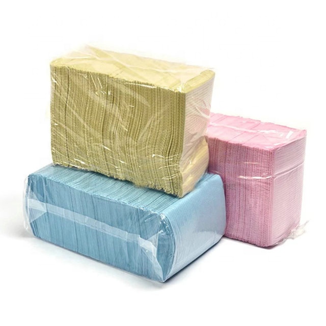 Waterproof Colorful Disposable Consumable 3ply Scarf Apron Dental Bibs