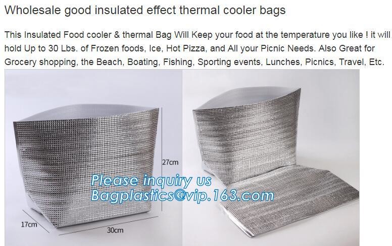 Reusable aluminium foil thermal insulation material cooler bag for picnic with Strapping tape closureRecycled PP Woven Plast