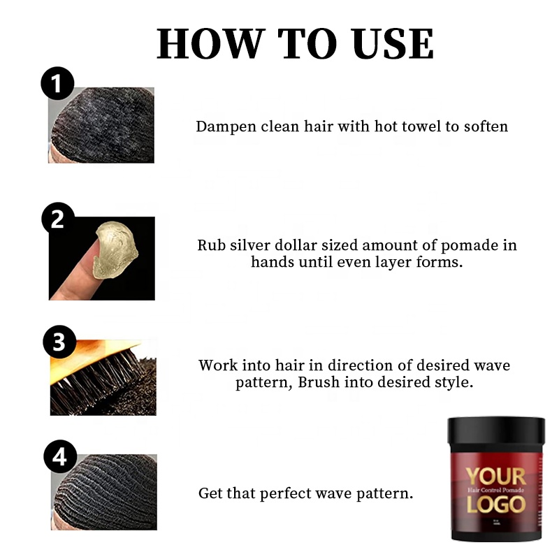 Customizable Hair Styling Wax Extra Hold Firm Pomade for Men Wave Pomade Private Label