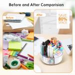5 Slots 360-Degree Spinning Acrylic Pen Holder for Desk, Marker Holder Caddy Art