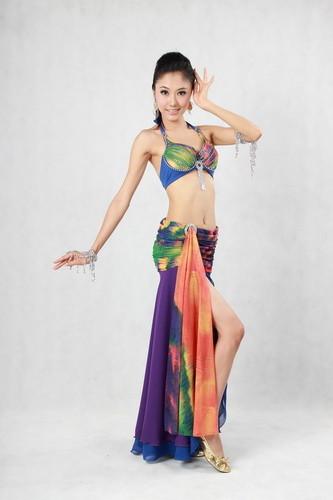 Buy cheap 3pcs Elegant Tie Died Chiffon Belly Dance Costume Belly Dance Dresses Stage Performance Belly Dance Wear from wholesalers