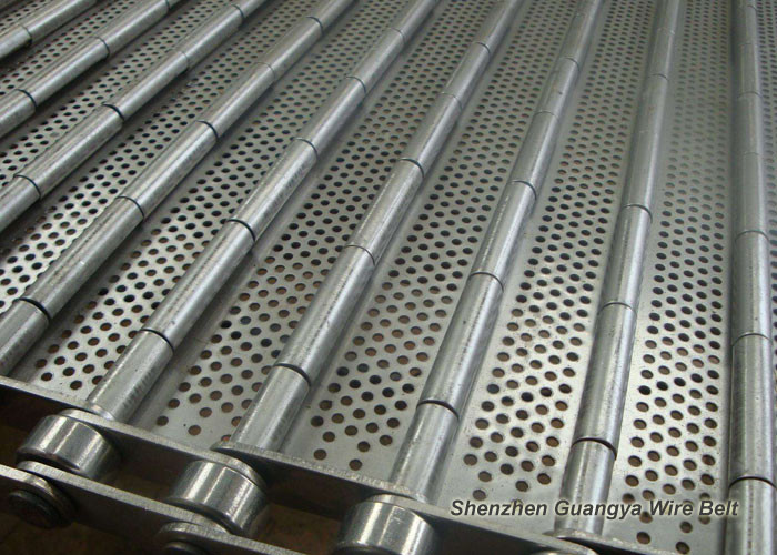 Chain Driven Link Steel Plate Conveyor , Metal High Temperature Conveyor Belt