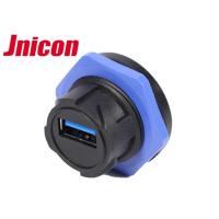 Buy cheap Push Locking Waterproof Mini USB Connector Female Blue And Black Assembly Type product