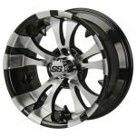 (4)Golf Cart 205/50-10 Tire on 10x7 Black/Machined Vampire Wheel Free Freight