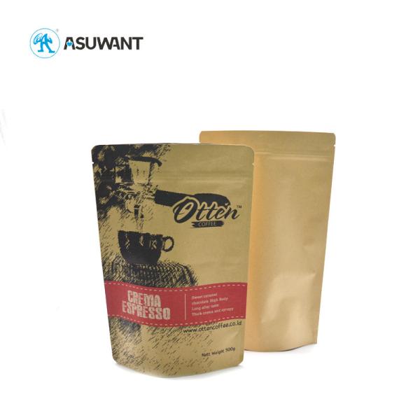 Buy cheap Fresh Roasted Coffee Kraft Paper Zipper Bags Gravure Printing For Espresso Beans from wholesalers