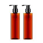 Translucent Amber PET Plastic Shampoo Bottles 260ML Square Shape For Men