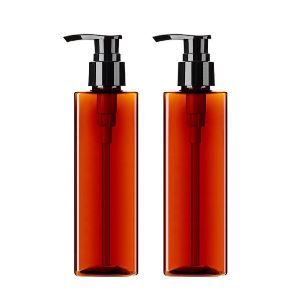 Buy cheap Translucent Amber PET Plastic Shampoo Bottles 260ML Square Shape For Men from wholesalers