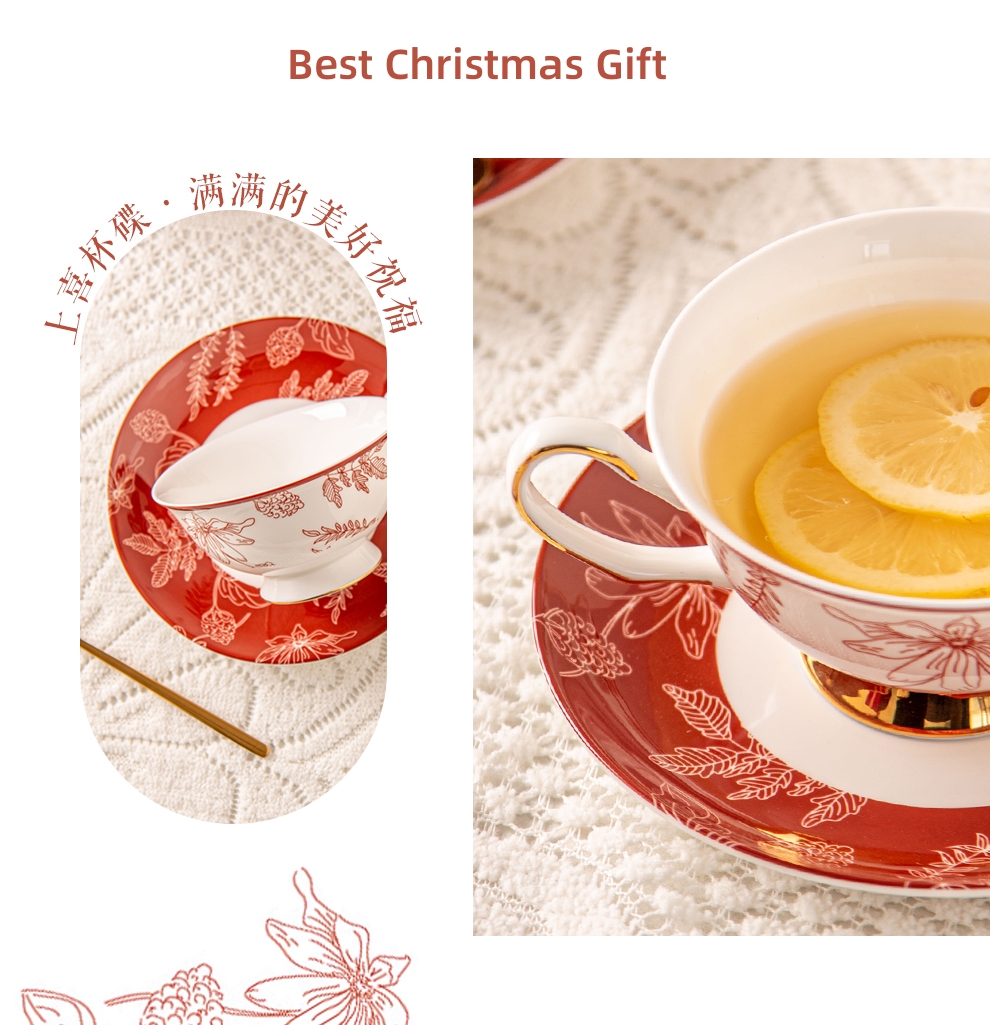 Christmas 2024 Supplies Cup Saucer Christmas Ceramic Tableware 200ml 6.76 Oz For Women