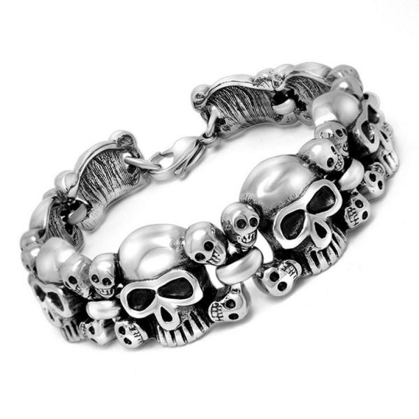 Buy cheap Men's Stainless Steel Skull Link Bracelet Gothic Style Silver Color (JCE229) from wholesalers