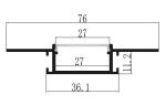 Aluminum Alloy Drywall Plaster LED Profile 76*15mm Oblong Anodized for Frameless