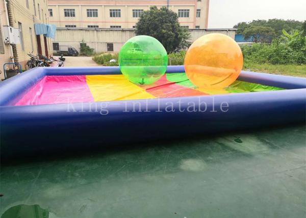 Buy cheap 8 * 8 m PVC tarpaulin Blue Rainbow Color Inflatable Water Pool For Kids Playing from wholesalers