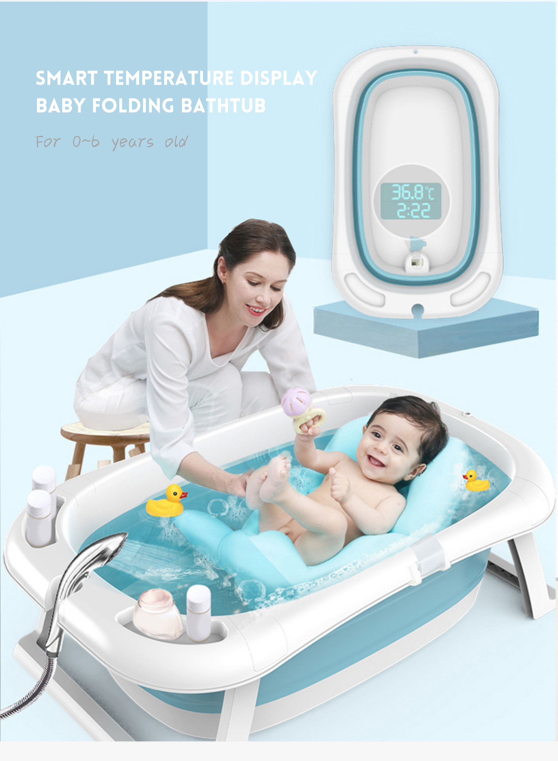 85*53*25cm Open Size Foldable Baby Bathtub With Stand Durable And OEM/ODM Support