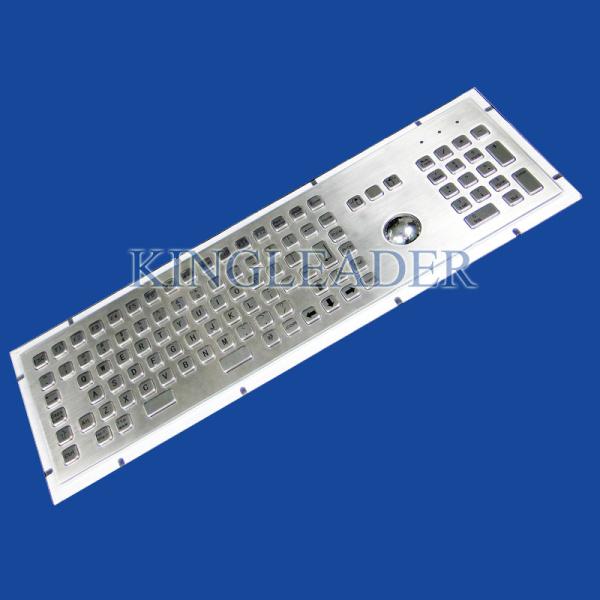 Buy cheap Kiosk Stainless Steel Panel Mount Keyboard With Trackball , FN Keys And Number Keypad from wholesalers