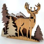 Desktop Decor Wood Carved Elk Decor Elk Statue Wood Deer 3D Multi-Layer Animal