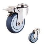 4" Rustic Resistant Gray TPR Direction Plate Rigid 304SS Stainless Steel Casters