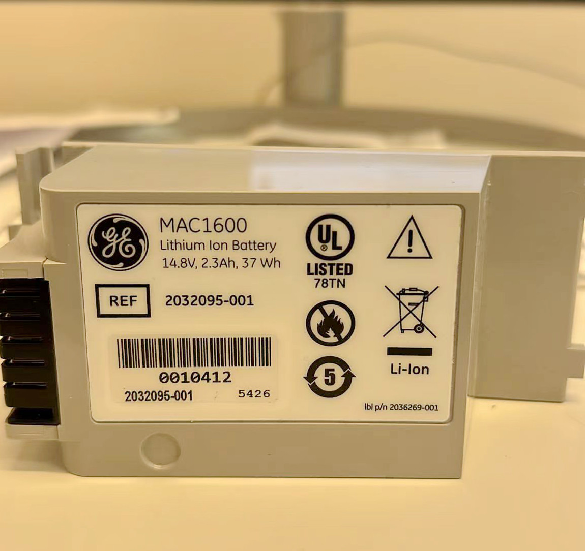 GE MAC1600 ECG Machine Battery 14.8V 2.3Ah 37Wh REF 2032095-001