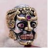 Buy cheap Men Jewelry Golden 925 Silver Two Tone Skull Retro Ring (048115) from wholesalers