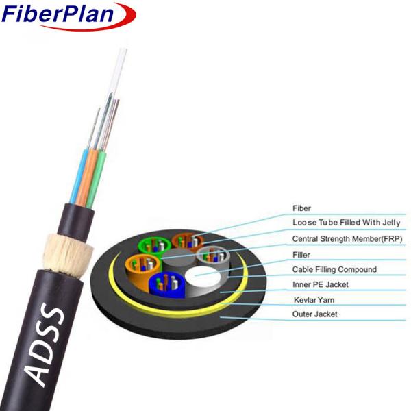 Double Sheath Kevlar Yarn Reinforced Adss Fiber Optic Cable Manufacturer Fiber