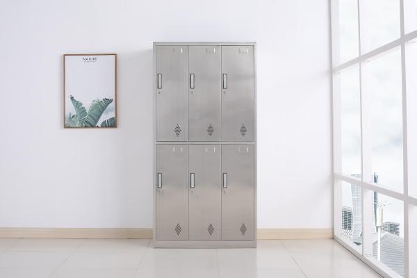 Buy cheap Six Doors Stainless Steel Storage Cabinet Cupboard locker office furniture For Clothes Easy To Assemble from wholesalers