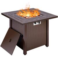 Buy cheap 28 Inch 50,000 BTU Small Portable Propane Fire Pit With Lava Stone Wicker Look product