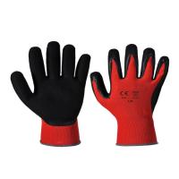 Buy cheap Nylon Liner Coated Breathable Nitrile Gloves 13 Gauge Black Sandy For Logistics product