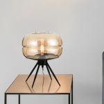 Nordic simple wrought iron Smoke gray blue amber glass grey table lamp(WH-MTB-22
