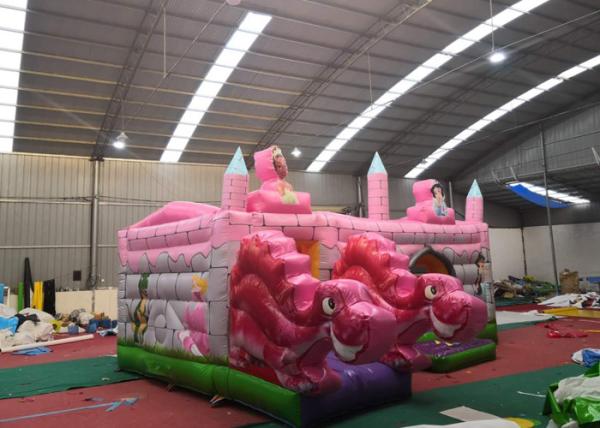 Buy cheap Pink Dinosaur Girl Blow Up Houses For Birthday Parties / Jumping Castle House from wholesalers