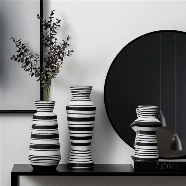 Buy cheap Nordic European Style Modern Stripe Home Decor Bud Vase Wedding Centerpiece Art Ornament Ceramic Vase For Flower from wholesalers