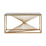 Tempered Glass 150x45x85cm SS Console Table French Style Gold Metal Legs